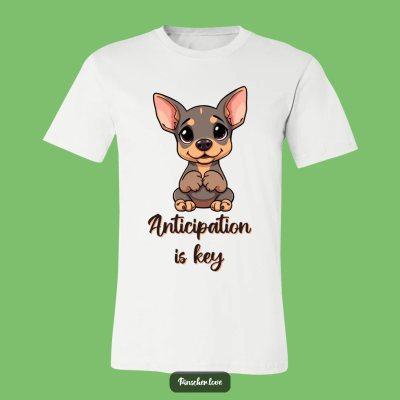 Funny Pinscher Waiting T-Shirt: Goofy Dog Tee for Comical Moments
