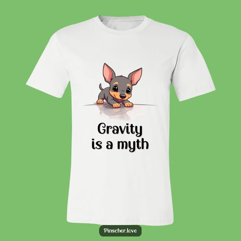 Funny Slipping Pinscher T-Shirt - Comical Dog Accident Apparel and Gift