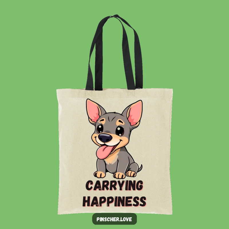 Funny Pinscher Tote Bag - Happy Panting Dog Owner Gift, Eco-Friendly Bag