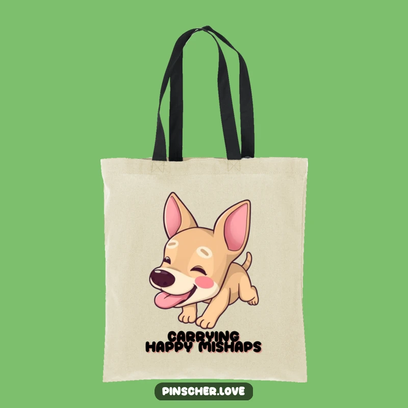 Funny Pinscher Tote Bag: Tongue Out Tumbles - Carry Your Fun