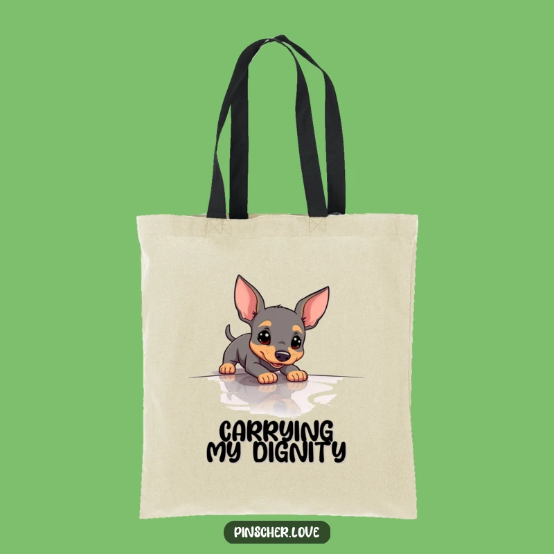 Funny Slipping Pinscher Tote Bag - Humorous Dog Accessory and Gift
