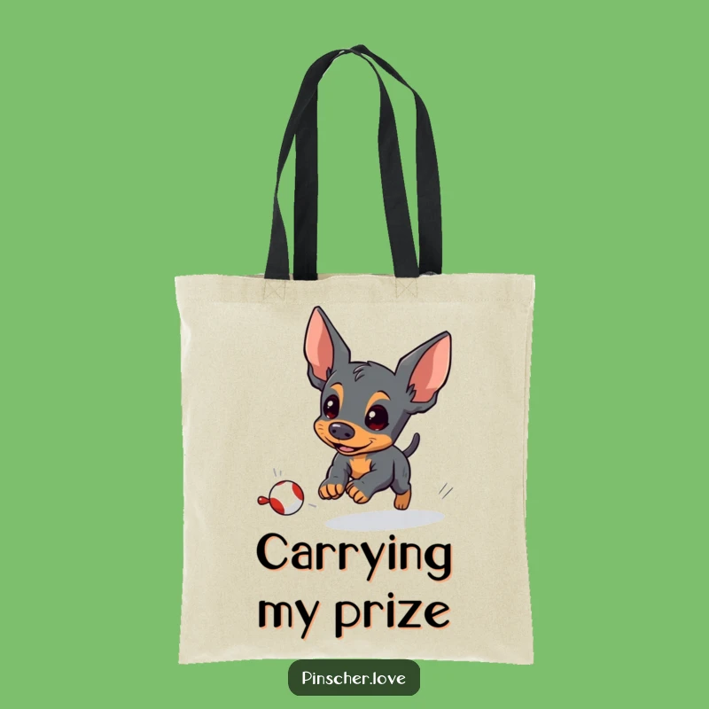 Funny Pinscher Tote Bag: Energetic Dog Toy Chase Canvas Bag, Pet Lover Funny Gift