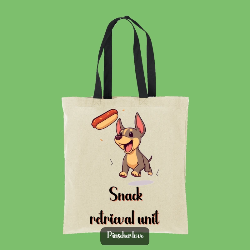 Funny Pinscher Hotdog Chase Tote Bag - Stylish Canine Comedy Carry-all Gift