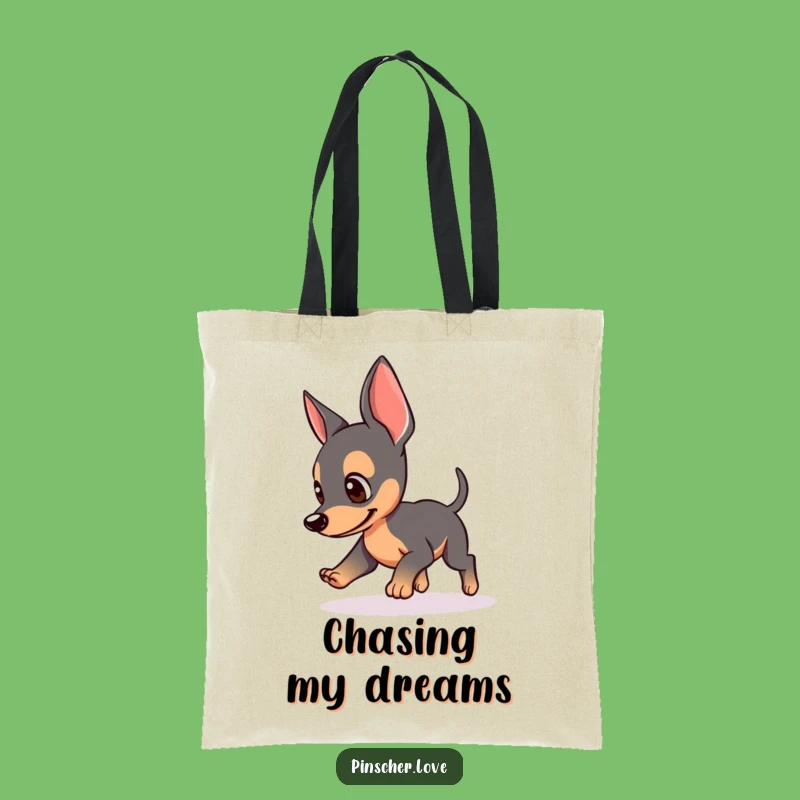 Funny Pinscher Tail Chase Tote Bag: Carry Your Fun Everywhere!