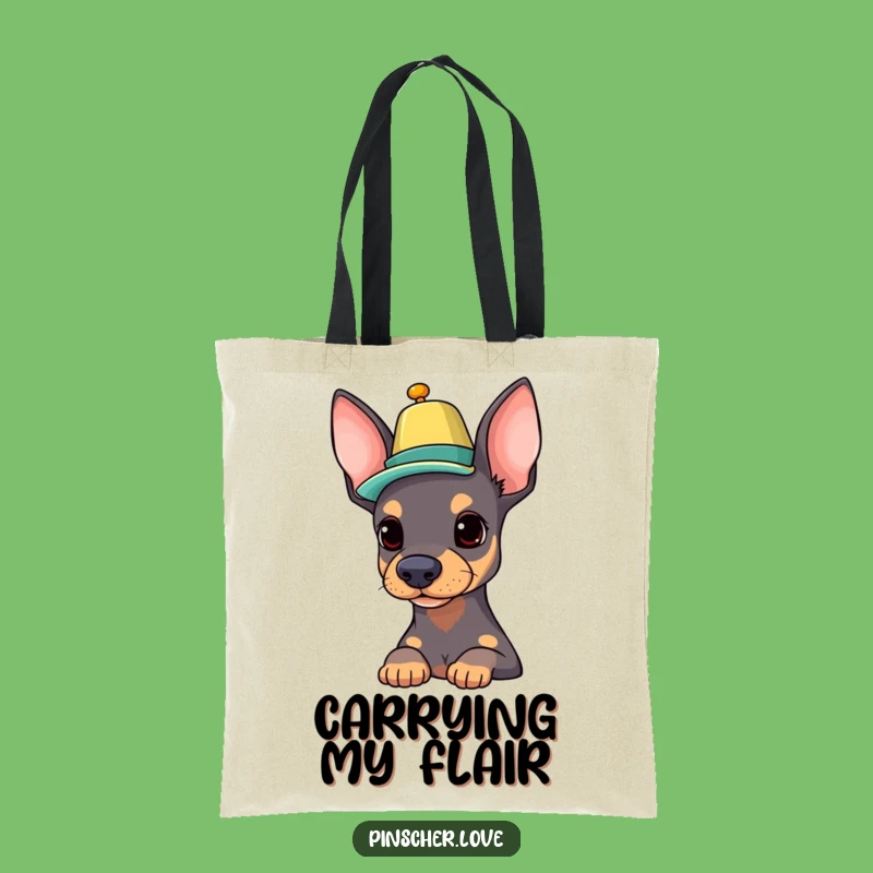 Funny Pinscher Tote Bag: Balancing Hat, Stylish Dog Accessory