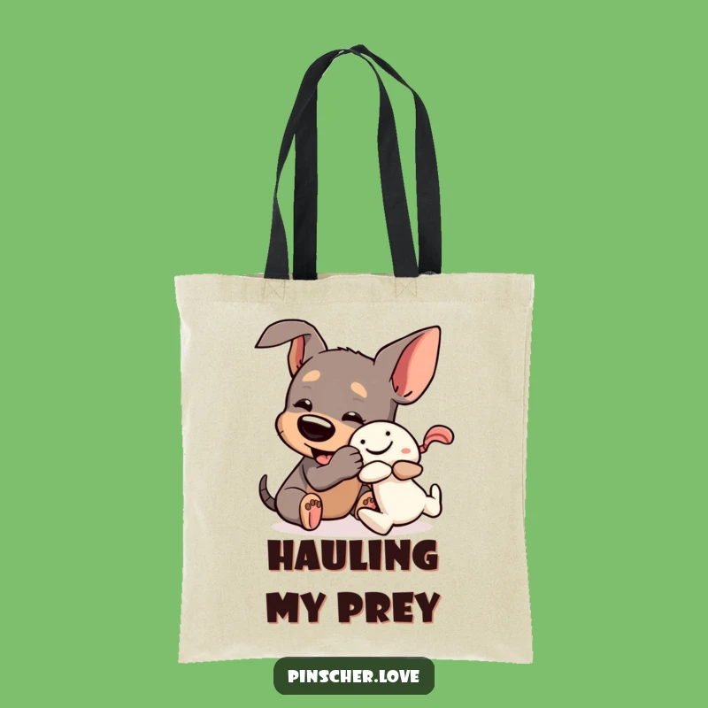 Funny Pinscher Toy Wrestle Tote Bag: Durable Bag for Dog Lovers with Playful Canines