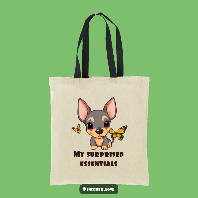 Funny Surprised Pinscher Tote Bag - Carry Your Shock with This Cute Dog!