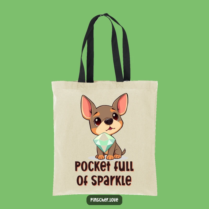 Funny Curious Pinscher Tote Bag - Stylish Dog Accessory and Gem Lover Gift