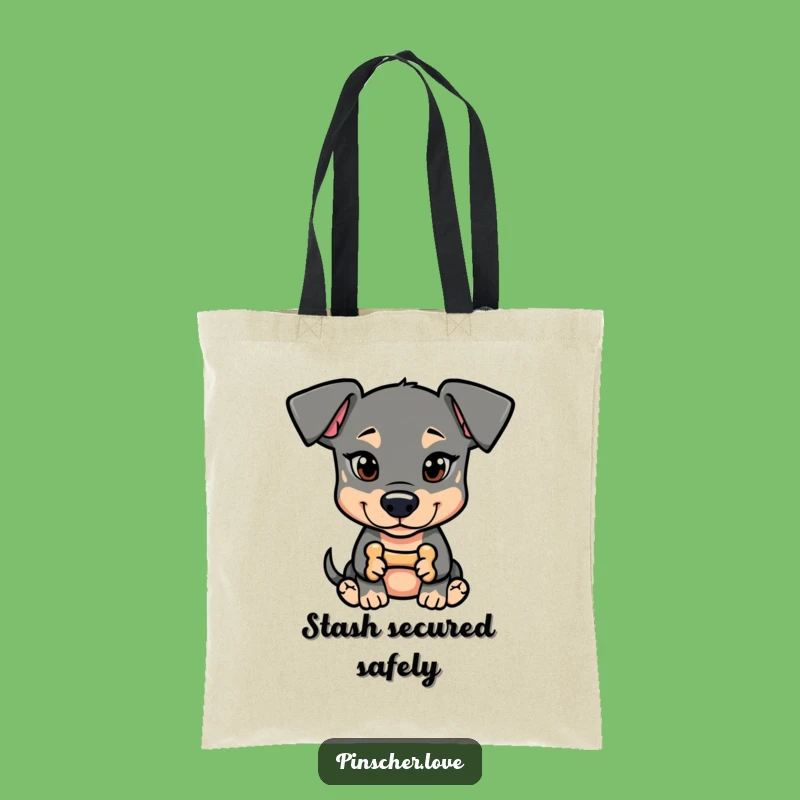 Funny Pinscher Mischief Tote Bag: Stylish Accessory for Dog Lovers with a Secret Bone
